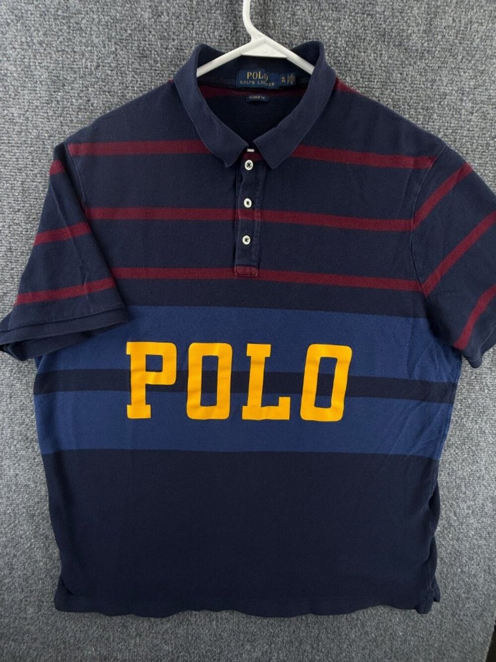 Polo Ralph Lauren Colorful Spell Out Logo Striped Polo Shirt XL Classic Rugby